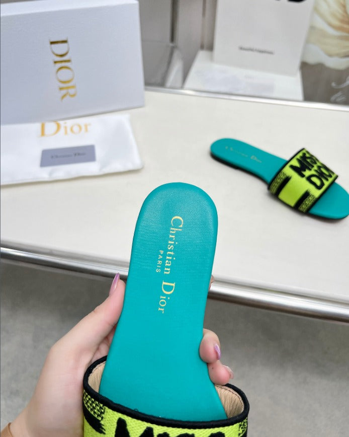 Neon Babe Slides – Lime & Teal