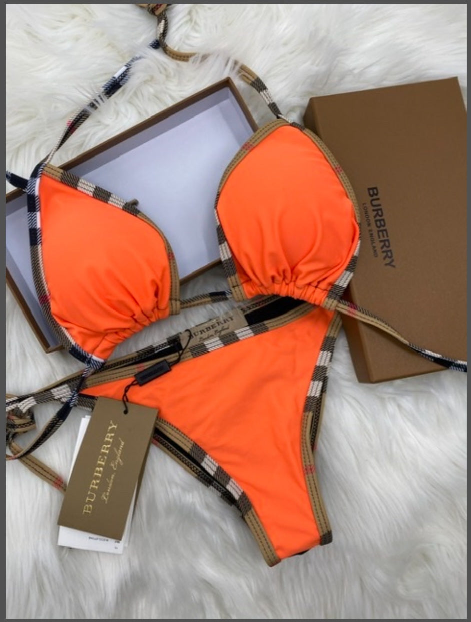 Plaid Tingz Triangle Bikini Set – Tangerine Pop