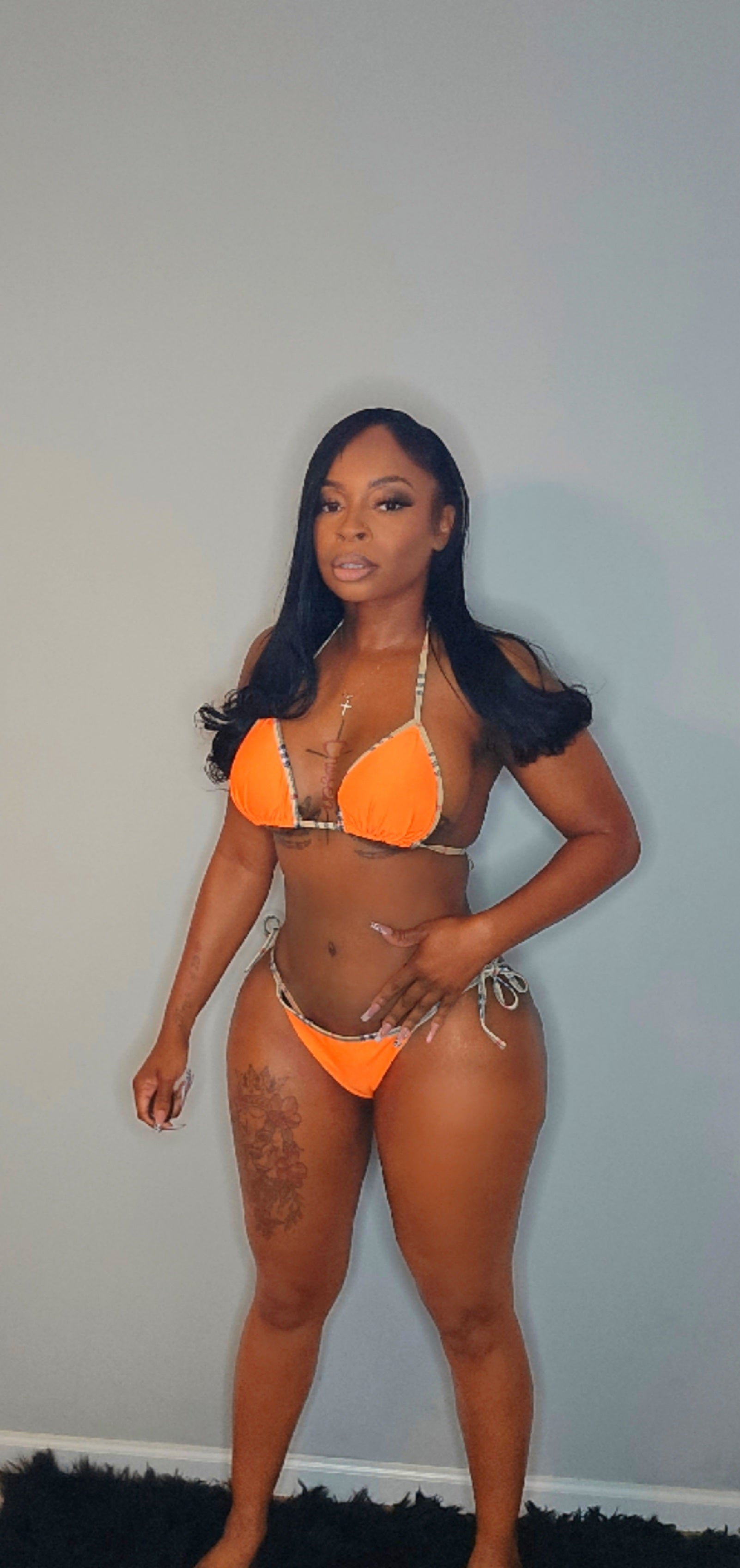 Plaid Tingz Triangle Bikini Set – Tangerine Pop